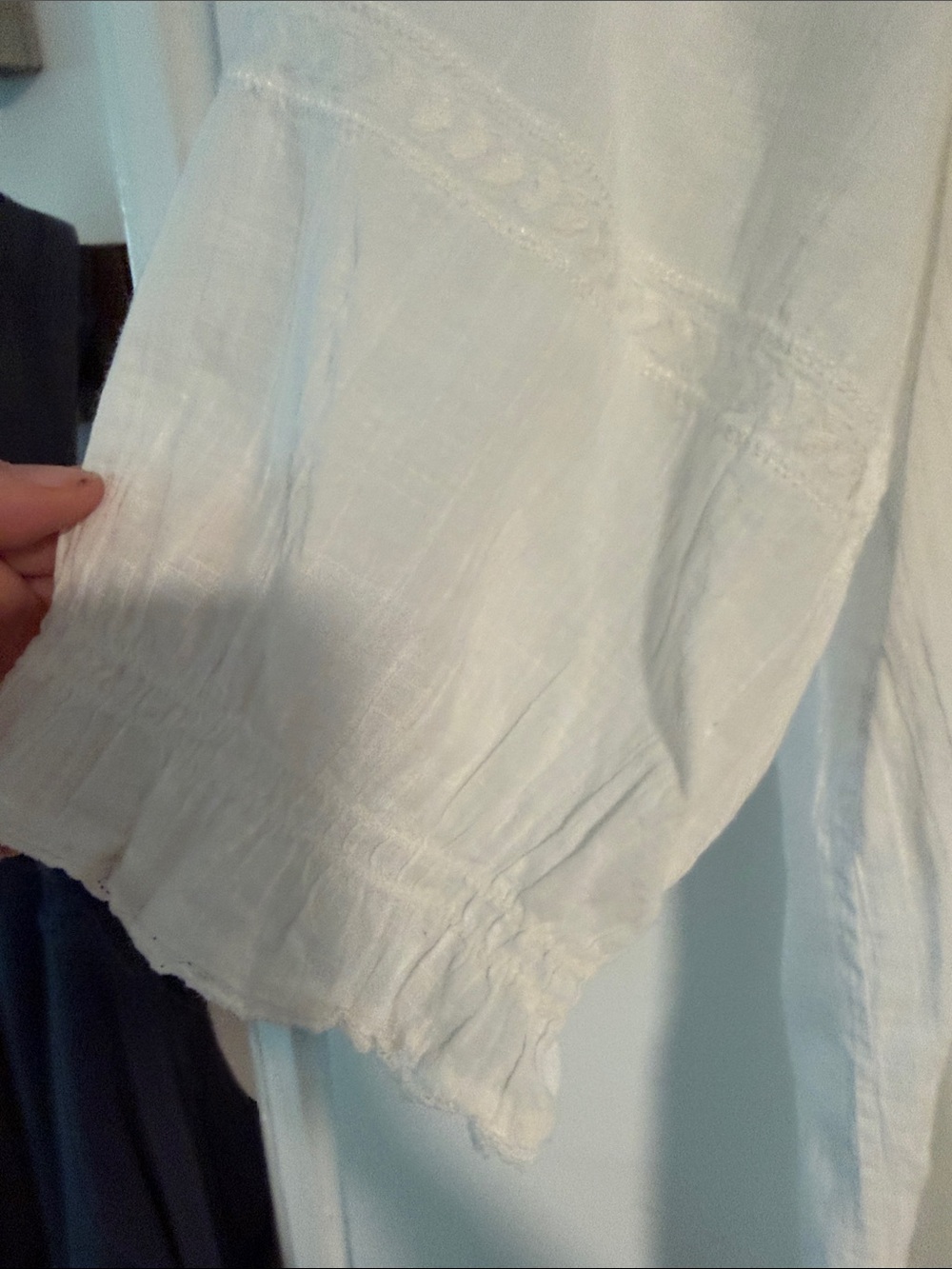 ba&sh White Ruffled V-Neck Button-Down Blouse - Picture 4 of 6